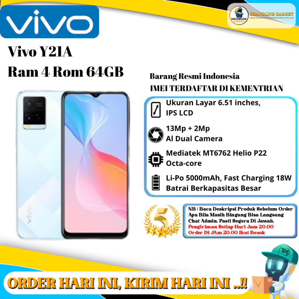 Vivo Y21A Ram 4 Rom 64GB