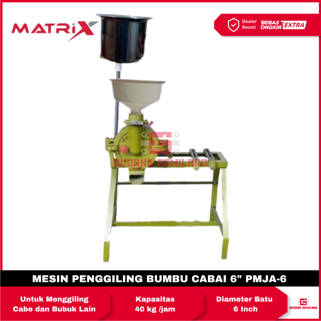 Mesin Giling Cabe 6" PMJA Mesin Penggiling Bumbu Cabai 6 Inch Gilingan Cabai PMJA-6 MATRIX
