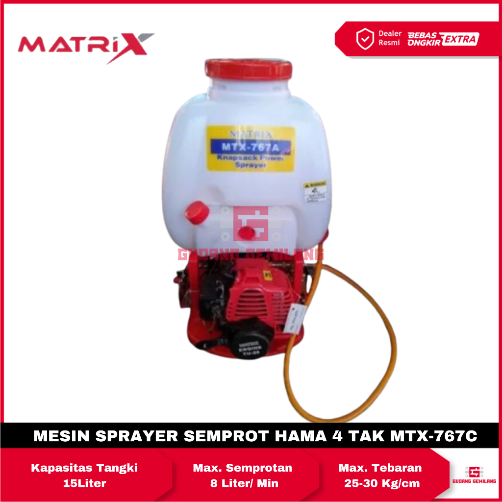 Mesin Sprayer Semprot Hama 15L 4 Tak MTX-767C Power Sprayer Engine Semprotan 4Tak MTX-767C MATRIX
