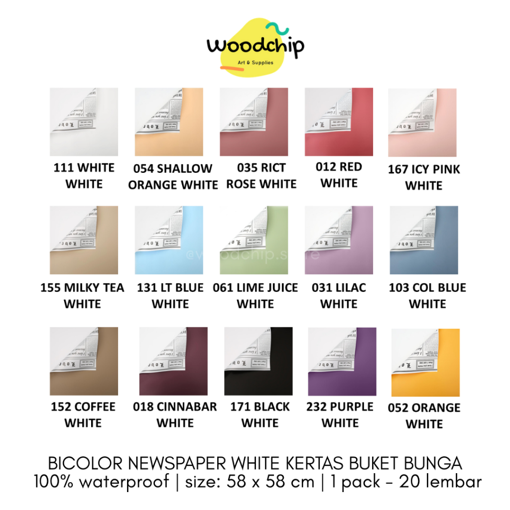 

[LEMBAR] BICOLOR WHITE NEWSPAPER (BCL-06) CELLOPHANE | KERTAS BUKET BUNGA BOUQUET KERTAS KADO WRAPPING PAPER