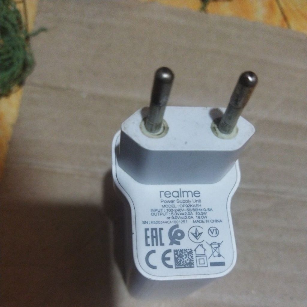 kepala charger realme 18w original second tanpa kabel