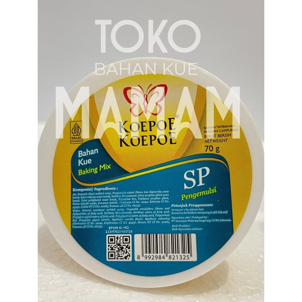 

SP Koepoe-Koepoe 70gr – Emulsifier Pengembang Adonan Kue & Bolu