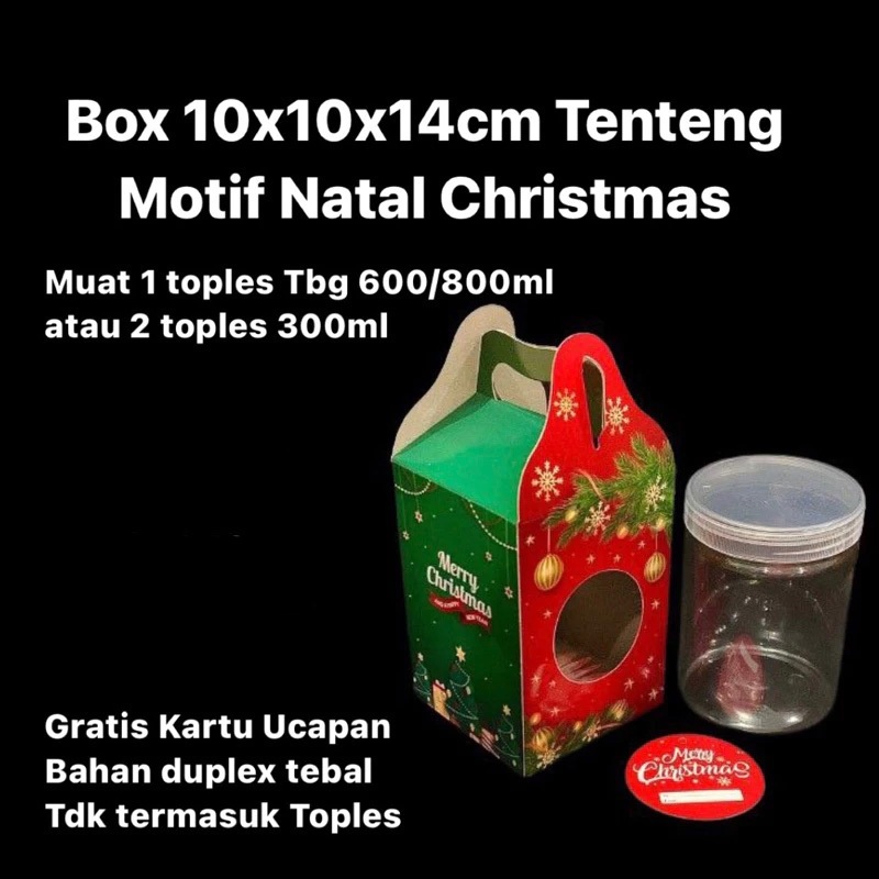 

Box Tenteng Muat 1 Toples Tabung 600/800ml atau 2 Toples Tabung 300m - Kue Kering Hampers Natal - Christmas - per Pcs