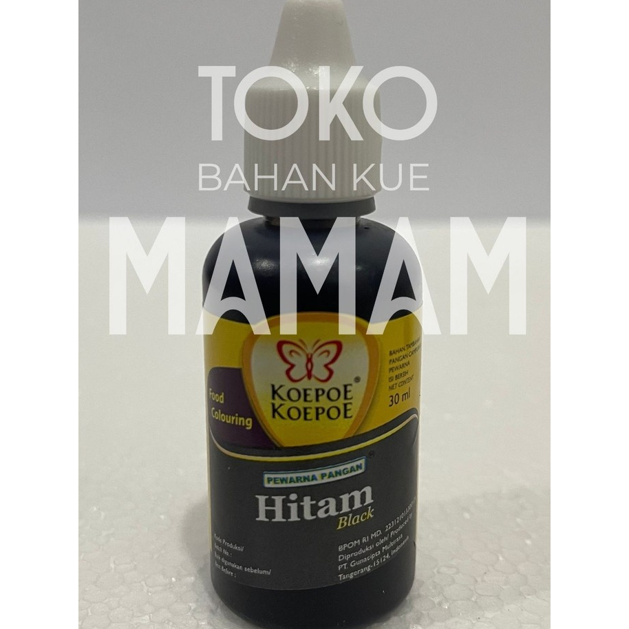 

Pewarna Hitam Koepoe-Koepoe 30ml – Pewarna Makanan Cair Halal untuk Kue, Dessert & Minuman