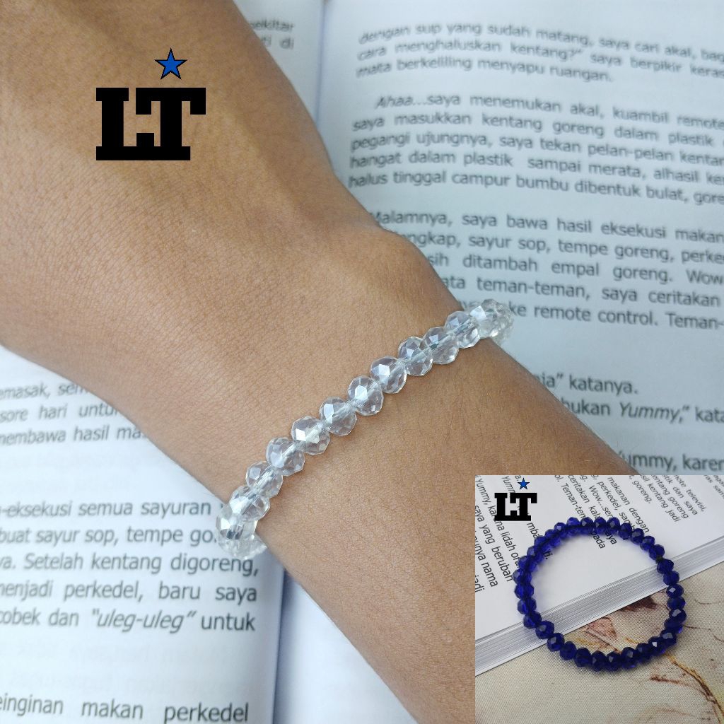 gelang kristal ll gelang elastis mote motif kristal