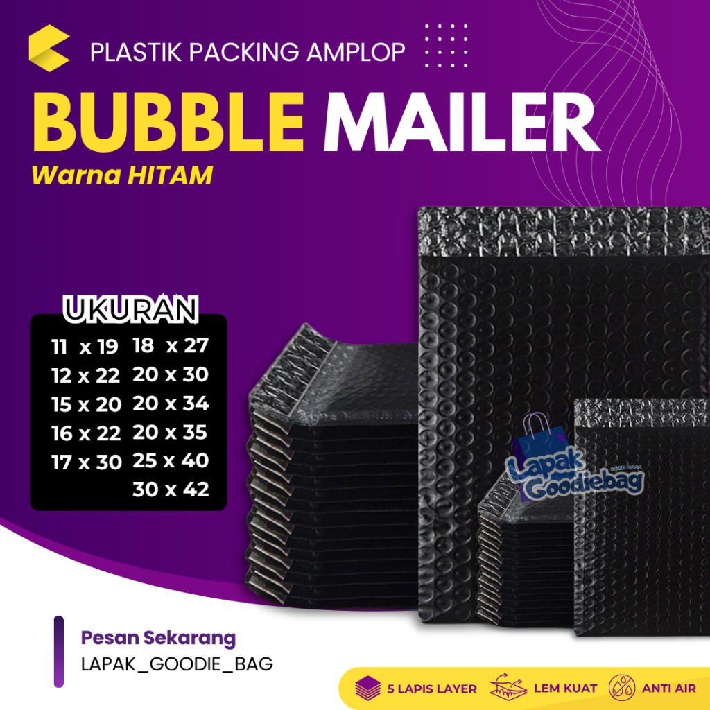 

Kantong Plastik Packing Amplop BUBBLE MAILER Polymailer Bubble Wrap Hitam Black Bungkus Pelastik Paket Usaha Online Shop Murah