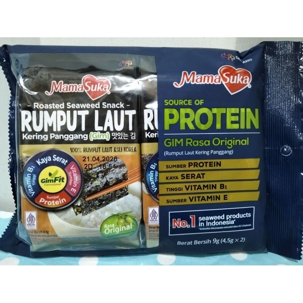 

Mama Suka Rumput Laut Kering Panggang rasa original 9g(4,5gx2)