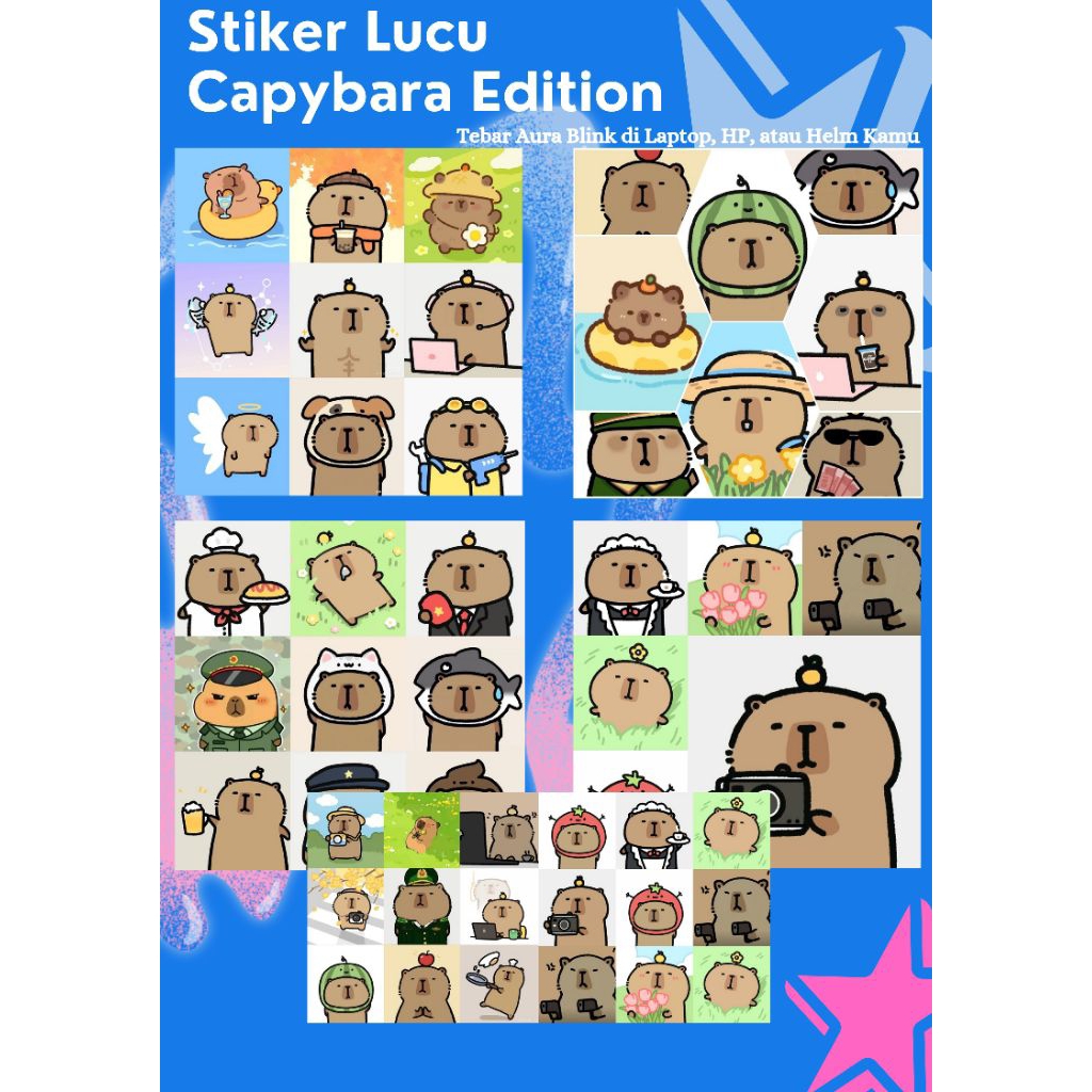 

Stiker Capybara Lucu 50pcs - Bahan Vinyl Tahan Air untuk Laptop, HP, Helm