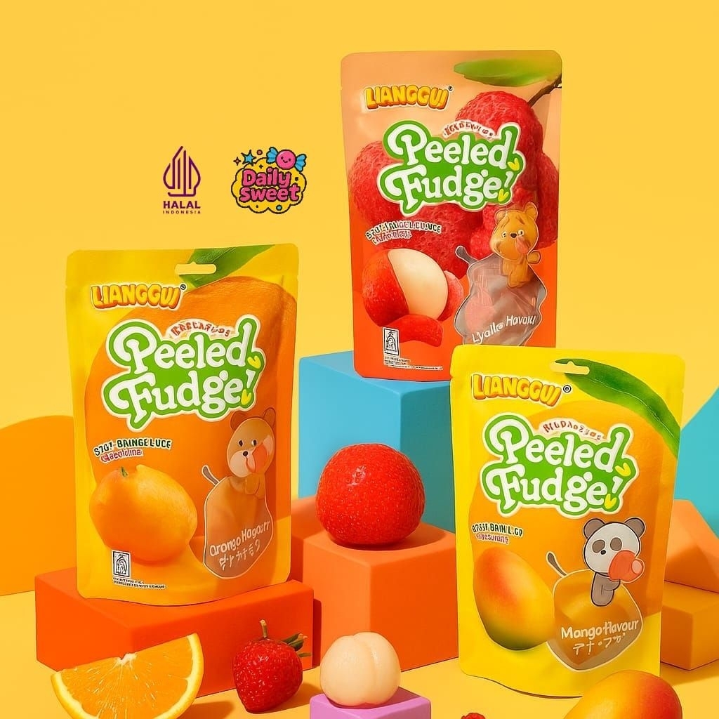 

[LIANGGUI] PEELED FUDGE, PERMEN LUNAK ANEKA RASA BUAH, MANGGA, JERUK, LECI, STROBERI, CANDY, GUMMY, CHEWY, SNACK, CEMILAN, KENYAL, MANIS, ASEM, MIX FLAVORS