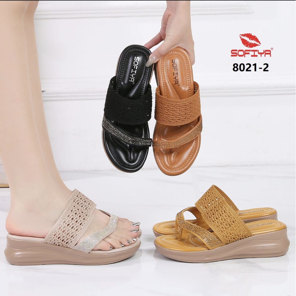 [BISA COD] SOFIYA ORI 8021 2 SENDAL JEPIT WEDGES WANITA IMPORT / SANDAL JEPIT WEDGE TINGGI 5CM / SEN