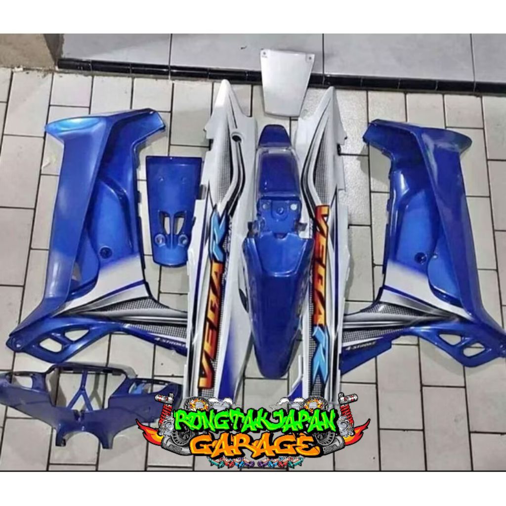 Full Set Bodi Halus Vega r Lama Biru Putih Set Striping 2004 Cover Body Vega R Lama Biru Putih