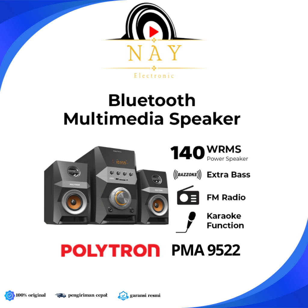Polytron Bluetooth Karaoke Speaker PMA 9522 - POLYTRON Bluetooth Speaker Multimedia Karaoke PMA 9522