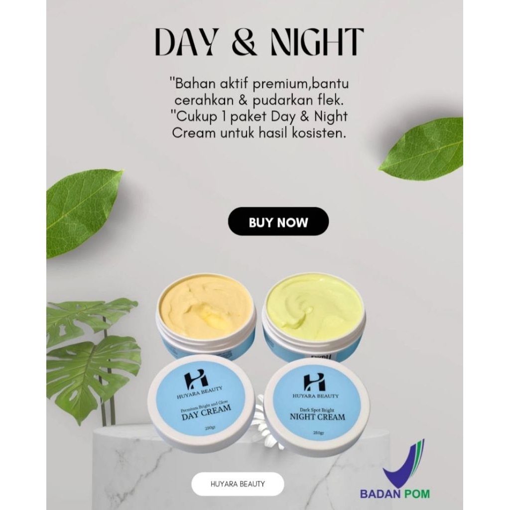 Paket Cream siang & Malam 250gr Glowing,Cerah,Flek Hitam Bpom Aman untuk Busui & Bumil