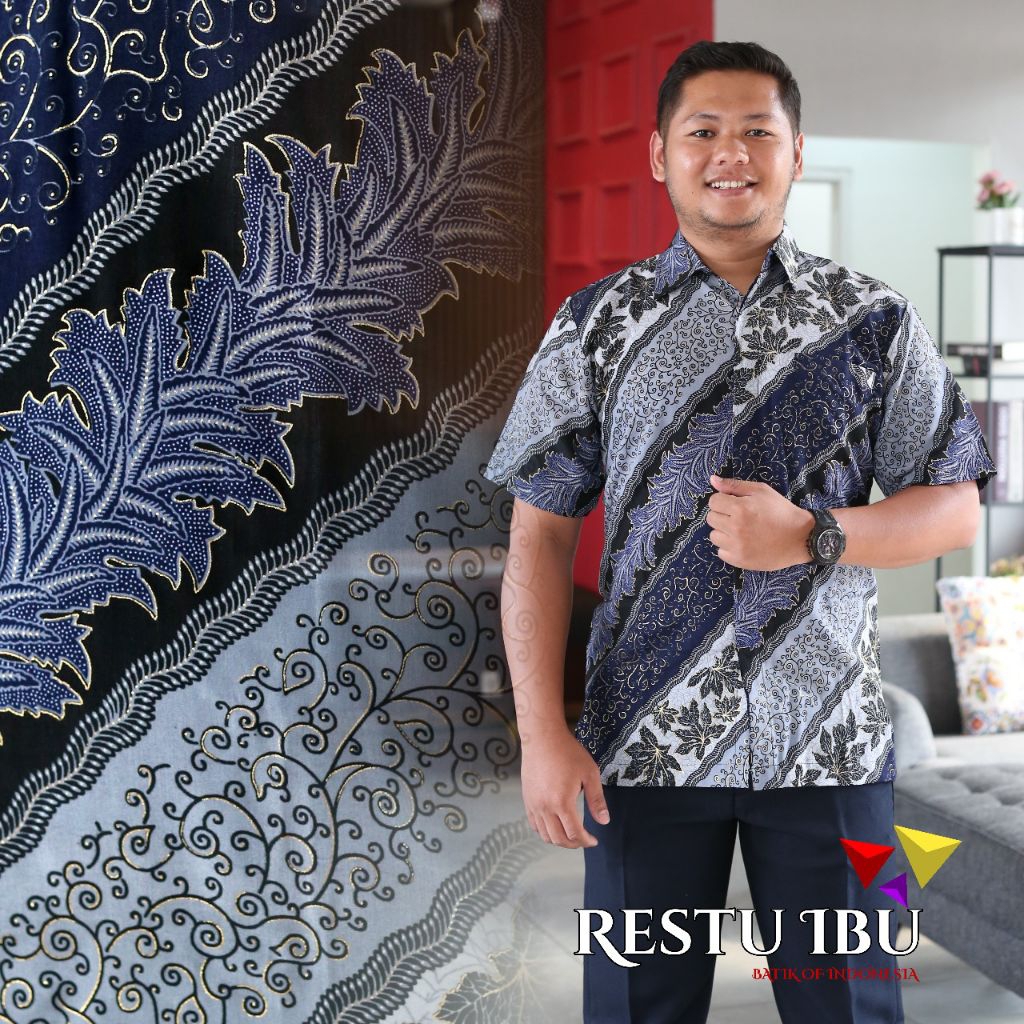 Baju Kemeja batik lengan pendek pria, batik pria Nusantara