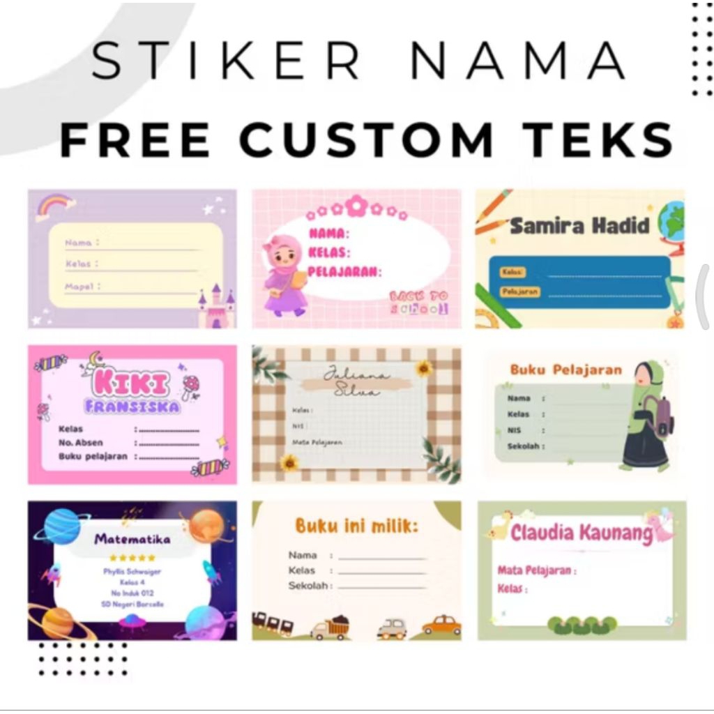 

STIKER NAMA ANAK STIKER BUKU MAPEL STIKER SEKOLAH STIKER KELAS ANAK CUSTOM