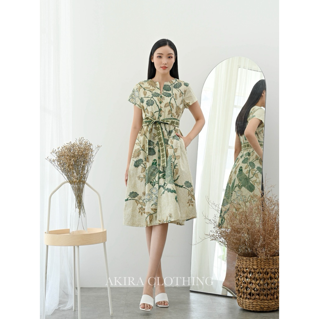 Dress Batik Wanita Modern Pearl - Batik Couple - Batik Seragam - Unik - Dress Batik - Batik Seragam 