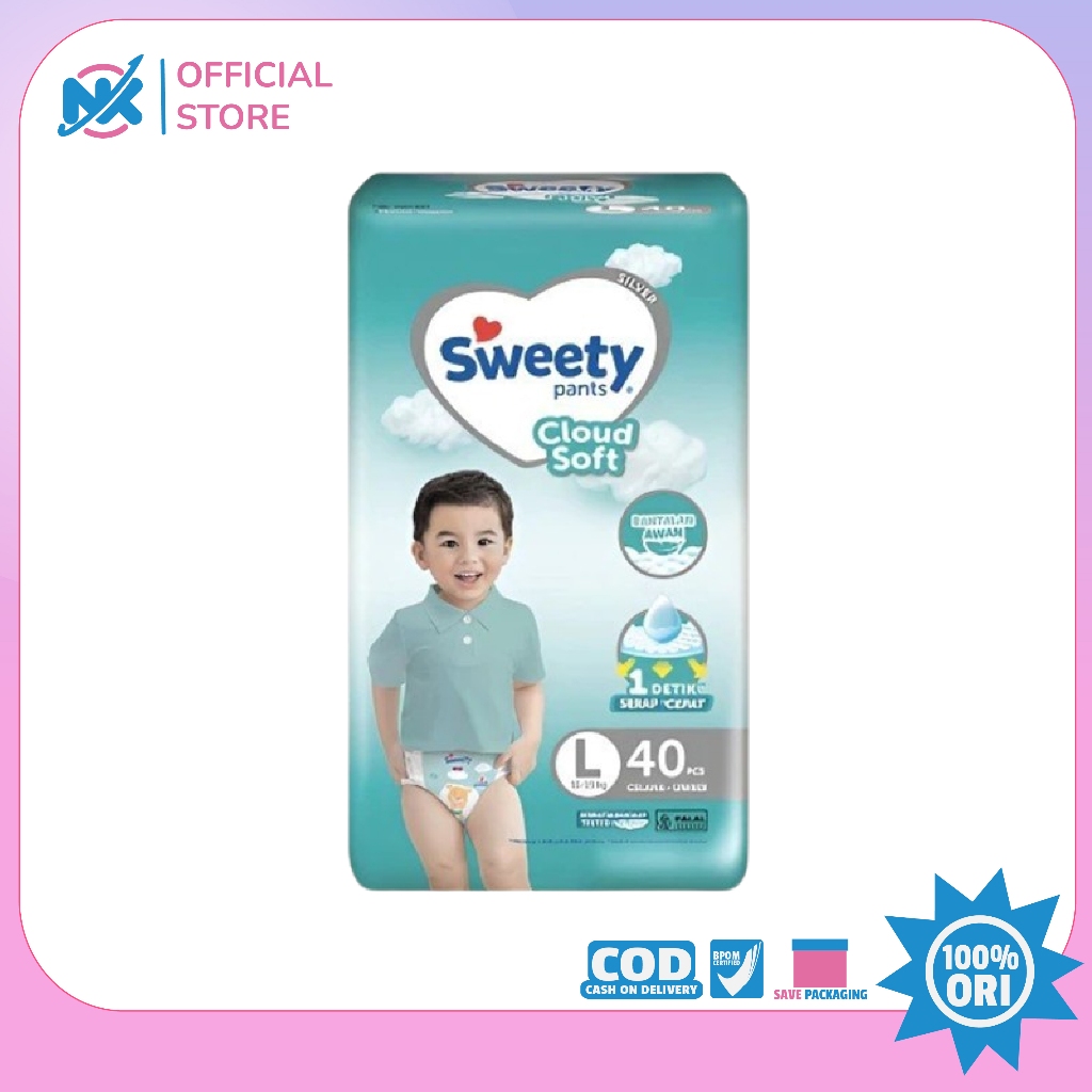 SWEETY Popok Bayi Silver Pants L40 / Diapers BabySWEETY Popok Bayi Silver Pants L40 / Diapers Baby