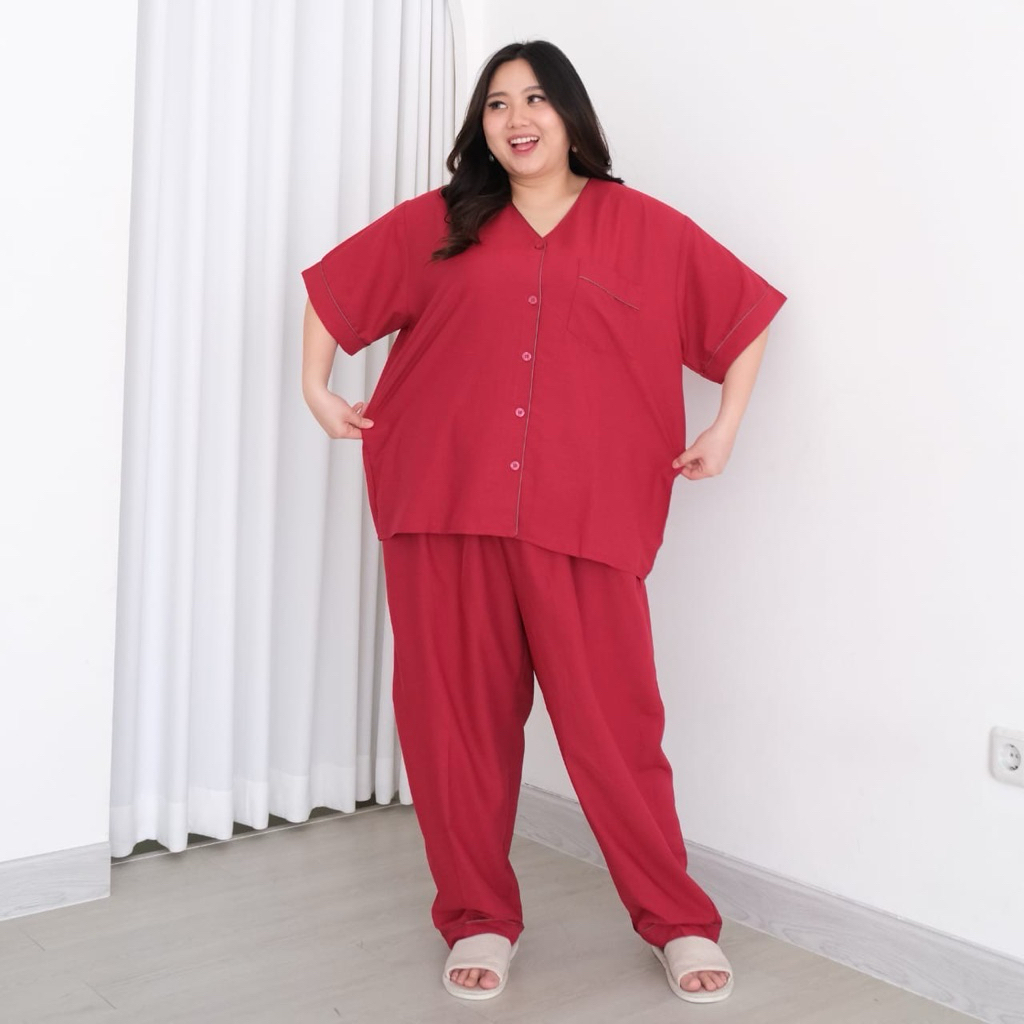 SET CP KATUN JUMBO LD 140CM - SETELAN PIYAMA JUMBO BAJU TIDUR JUMBO