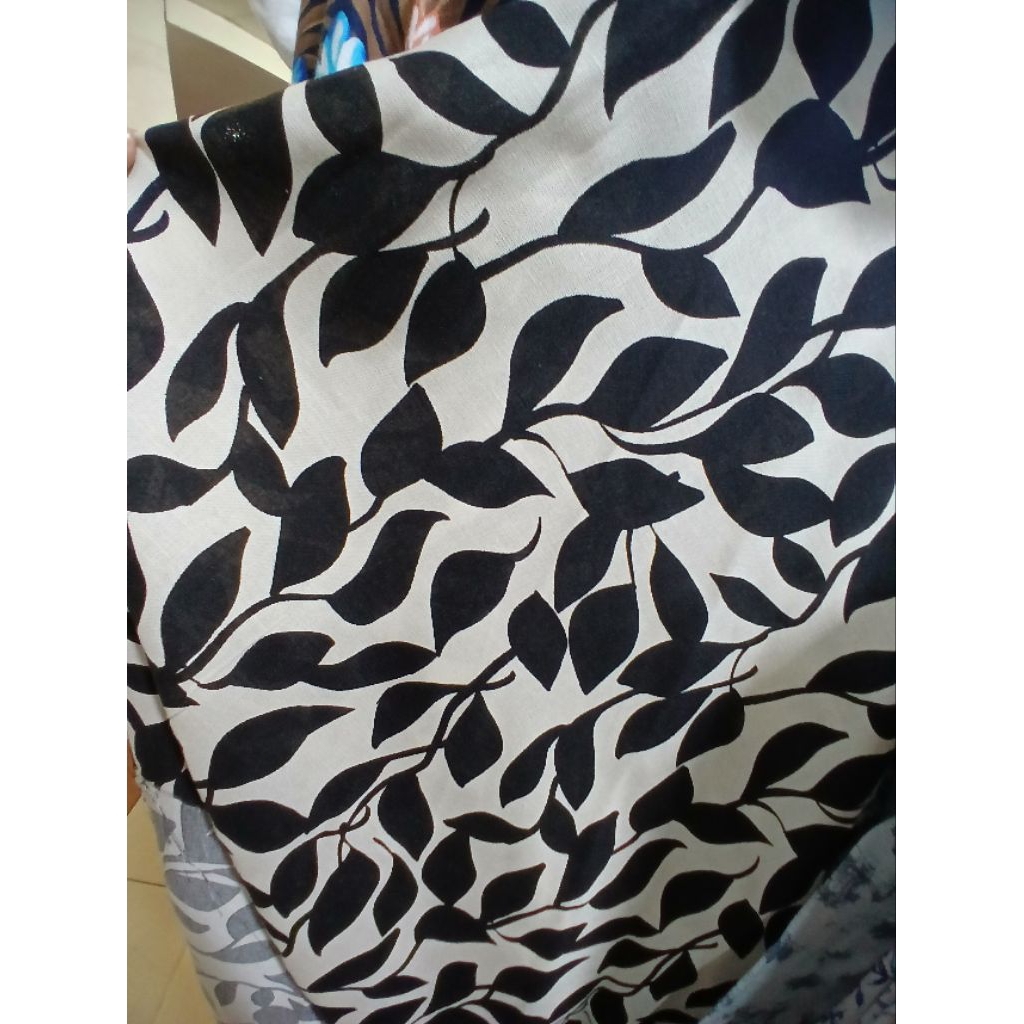 Kain/Bahan katun linen garment motif kwalitas premium//Bahan katun linen garment meteran
