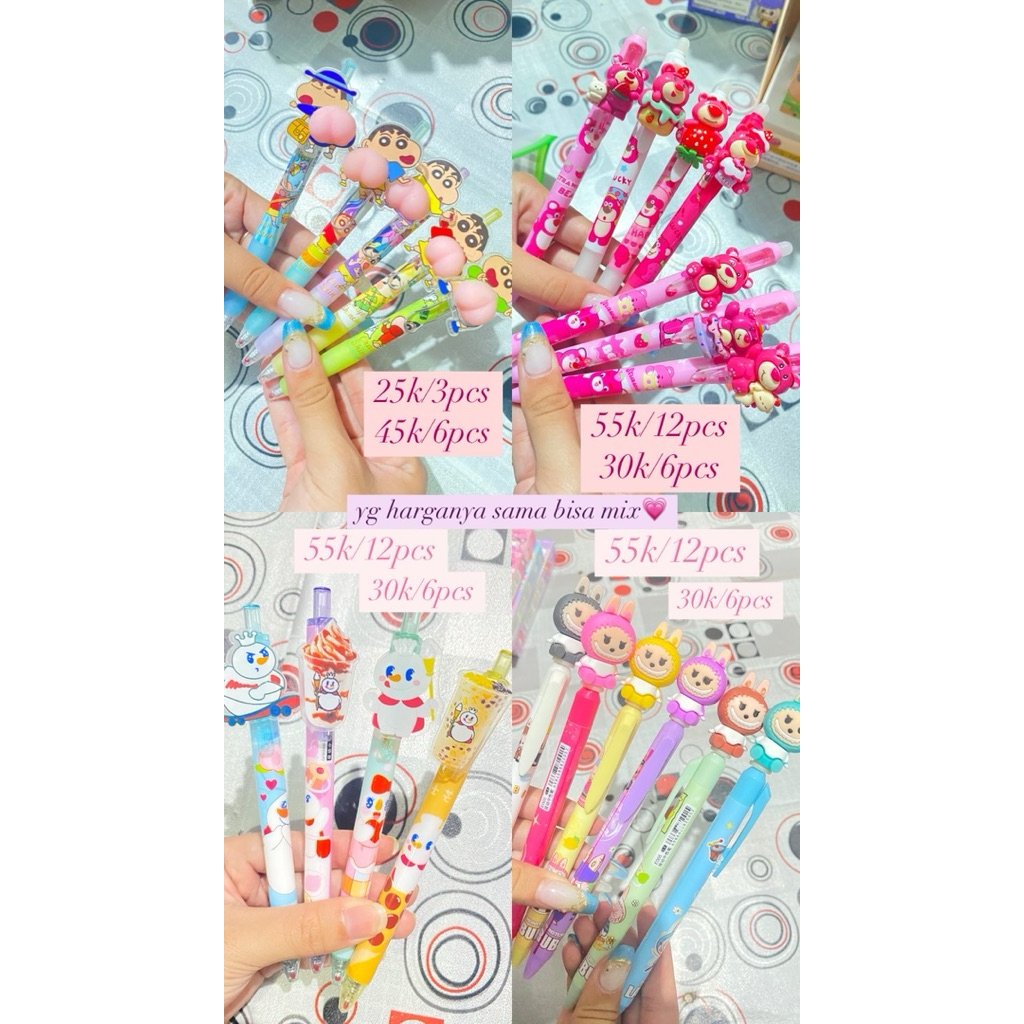 

pulpen gel lucu 3pcs, 6pcs, 12pcs