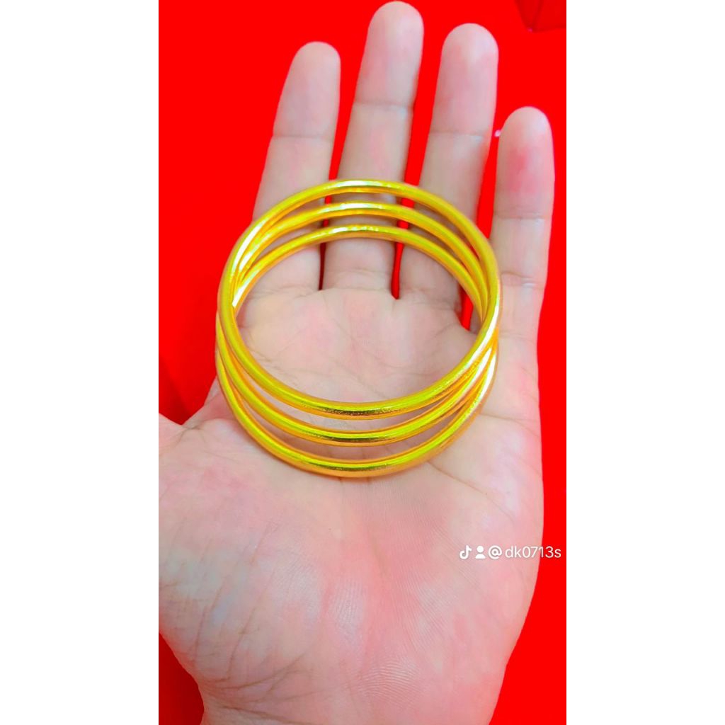 Gelang KRONCONG POLOS (1 SET ISI 3 PCS) Lapis emas asli 24 karat balut kristal prwmium