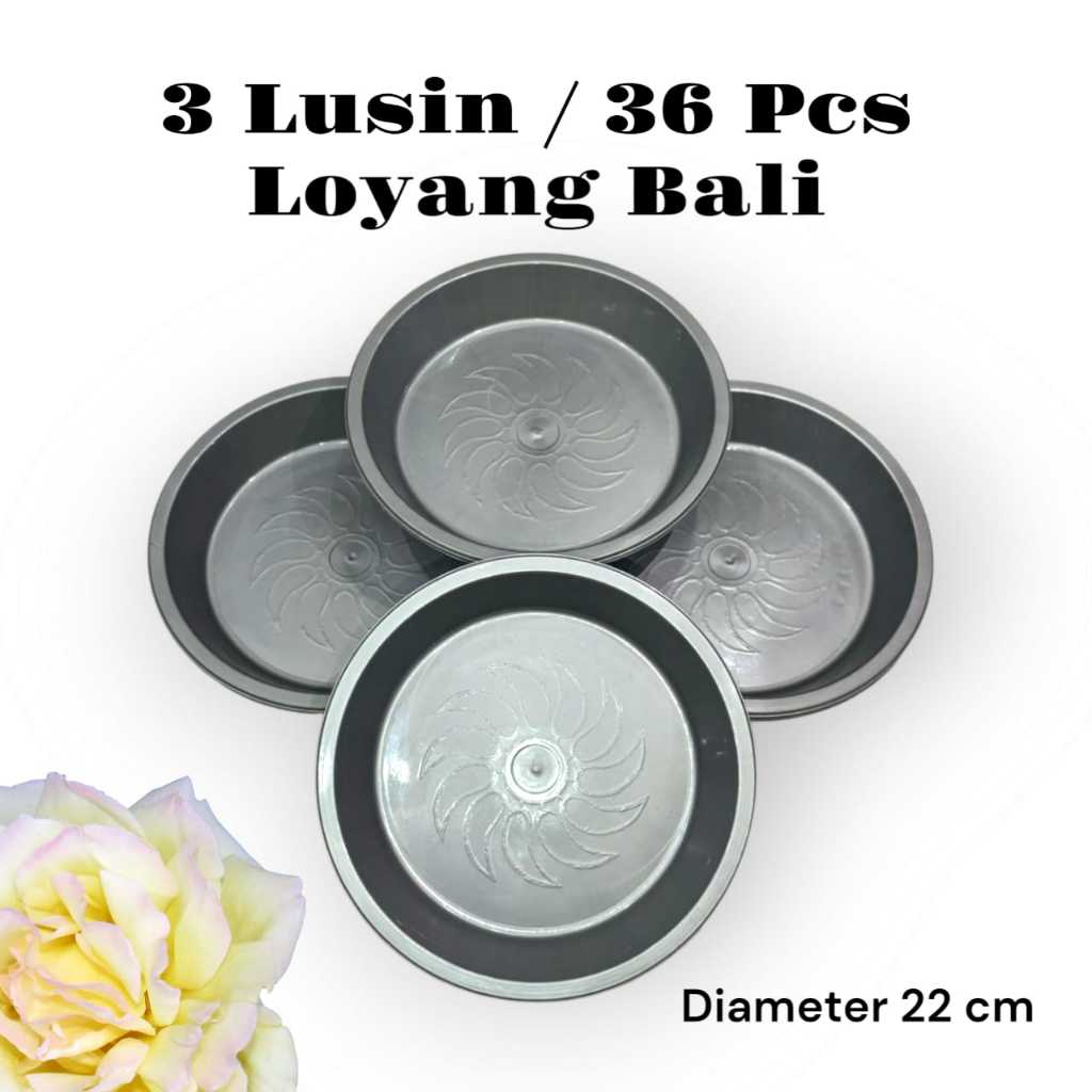PAKET 3 LUSIN BANTEN SODAN DIAMETER 22 CM BOKOR PLASTIK LOYANG BALI SILVER MURAH TEBAL