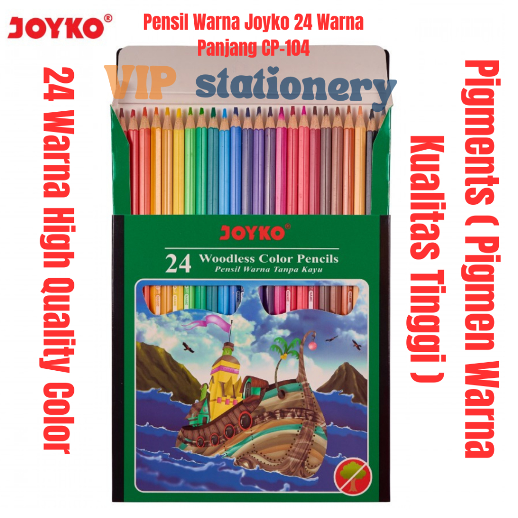 

Pensil Warna Joyko CP-104 24 Warna Woodless Color Pencils /24 Pensil Warna Joyko /Pensil Warna Joyko 24 Warna Panjang CP-104