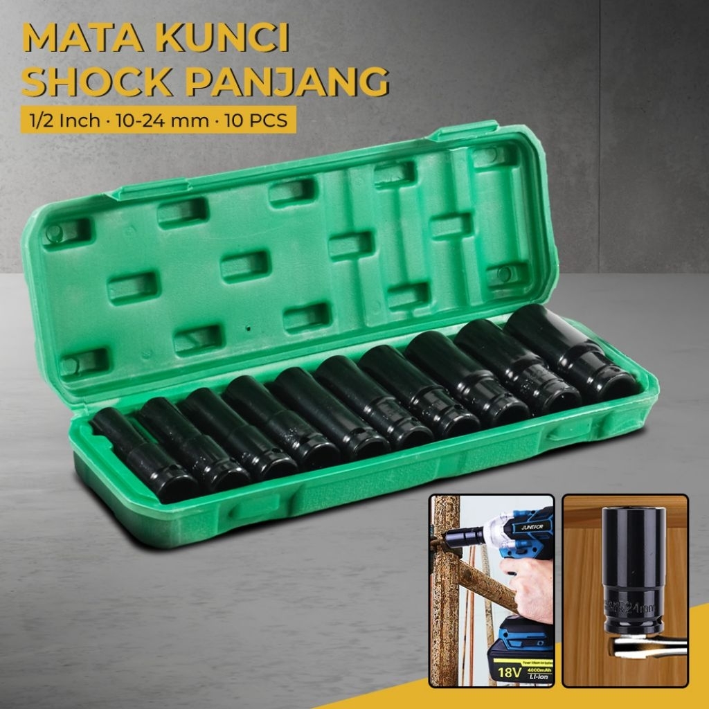 Mata Kunci Shock 1/2 Panjang 8-24mm Mata Kunci Impact Kunci Socket Panjang