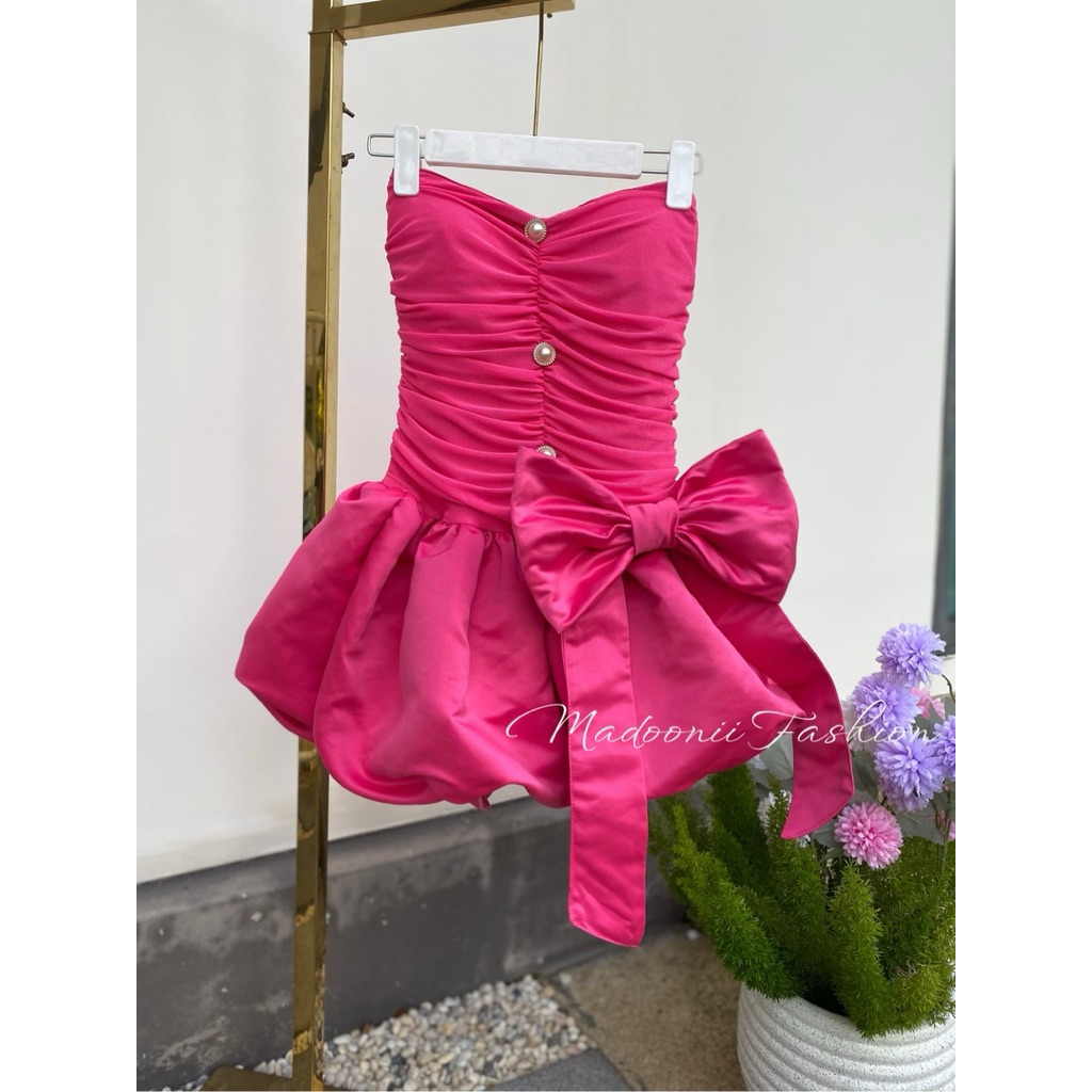 DRESS KEMBEN RIBBON POLOS MEKAR BAWAH / DRESS KEMBEN BALON PITA