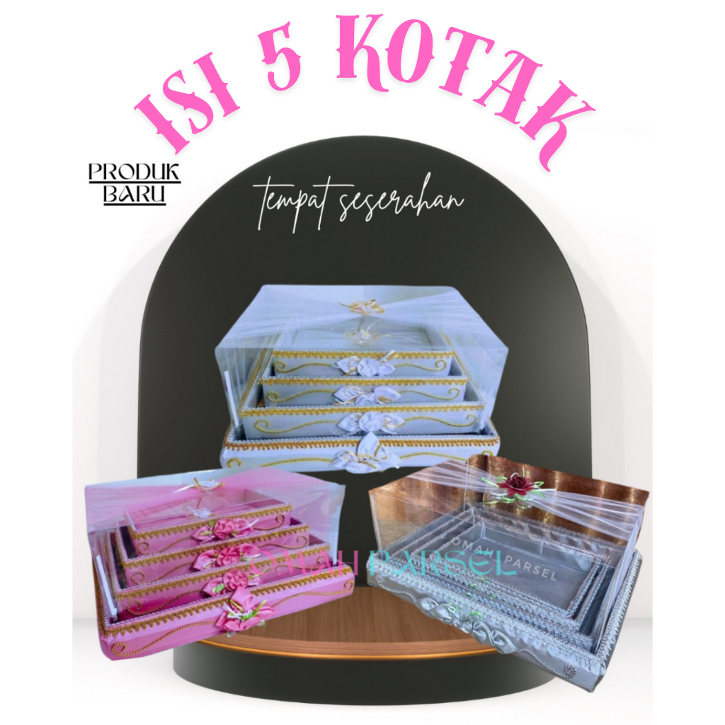 

Box Kotak Seserahan 1 set Isi 5 Pernikahan Full Mika Tempat hantaran mewah