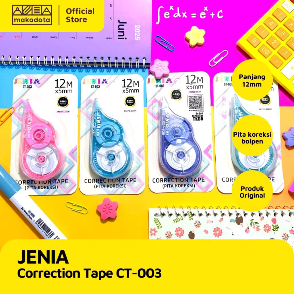 

Tipe X JENIA CT001 CT-003 Correction Tape Tipe X kertas