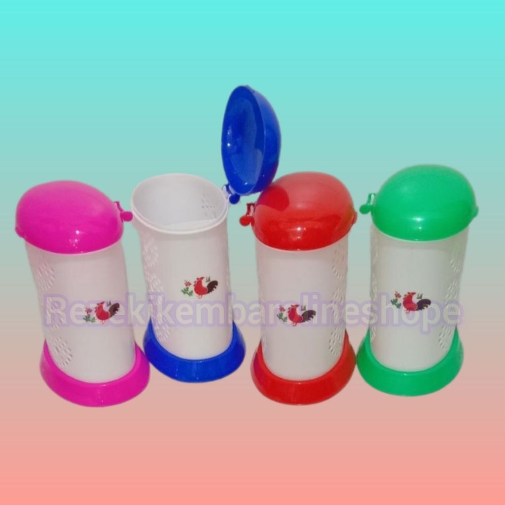 Tempat sendok tutup putih ayam jago 1 sekat warna-warni