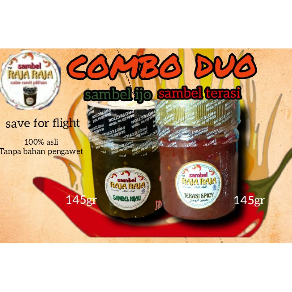

BELI SEPAKET COMBO DUO sambel ijo 145gr + sambel terasi spicy 145gr