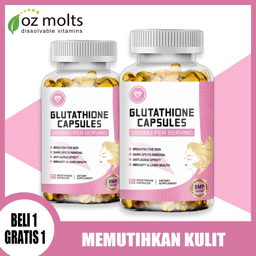 Ozmolts Glutathione Capsules Gluta Softgels Skin Whitening Supplement for Anti Aging Antioxidant 120