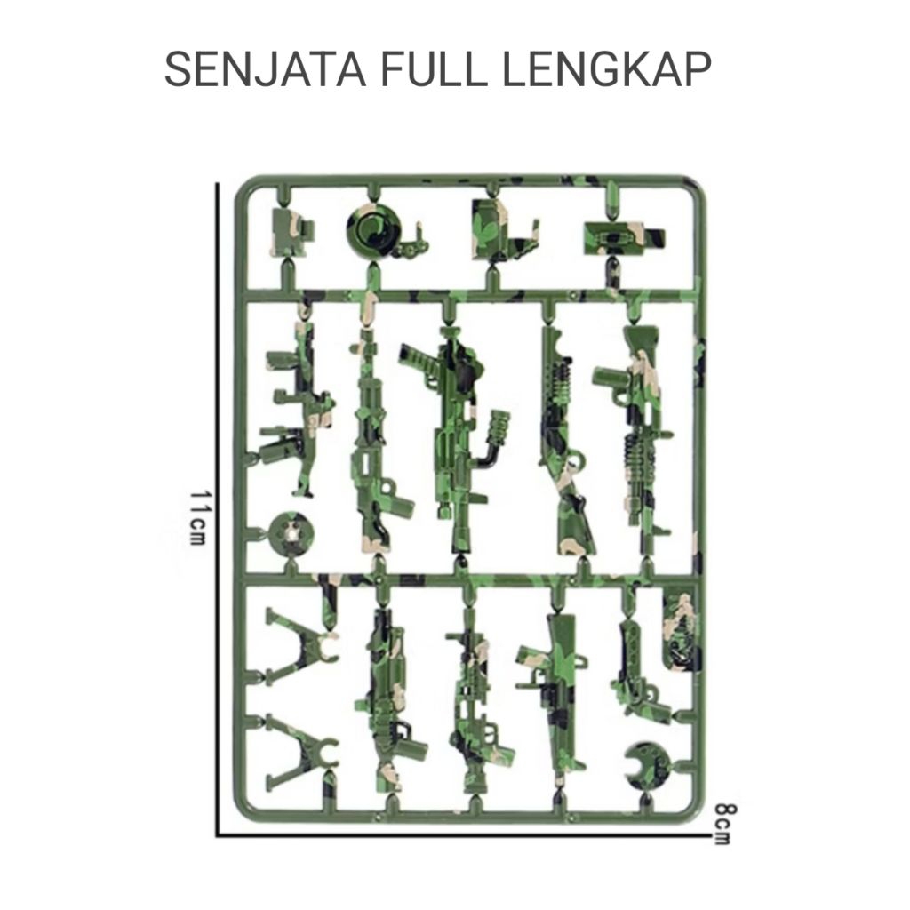Senjata Loreng Balok susun Swat Polisi Army 1set Bagus Keren Untuk Lego