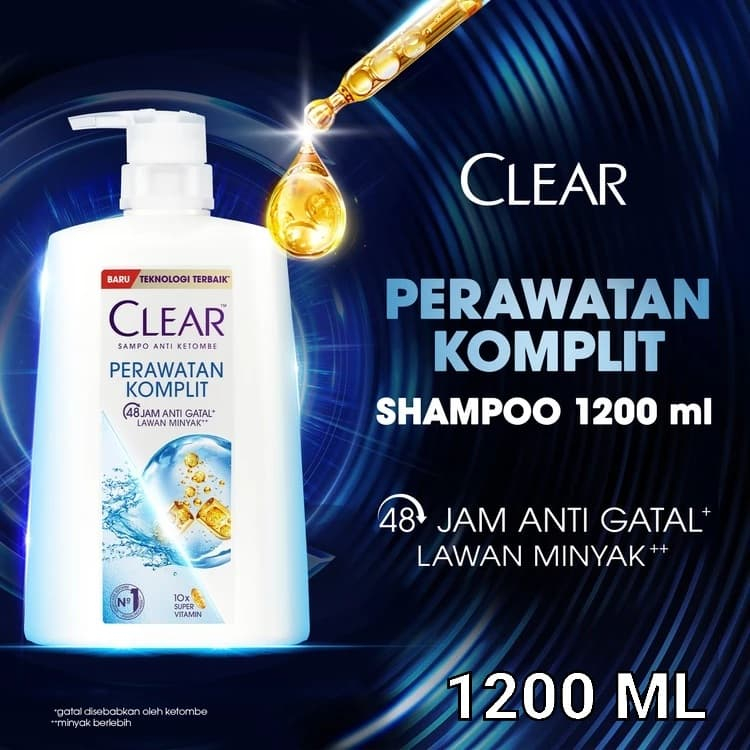 CLEAR SHAMPOO ANTI KETOMBE PERAWATAN KOMPLIT 1200 ML / SHAMPOO CLEAR BIRU KOMPLIT 1200 ML