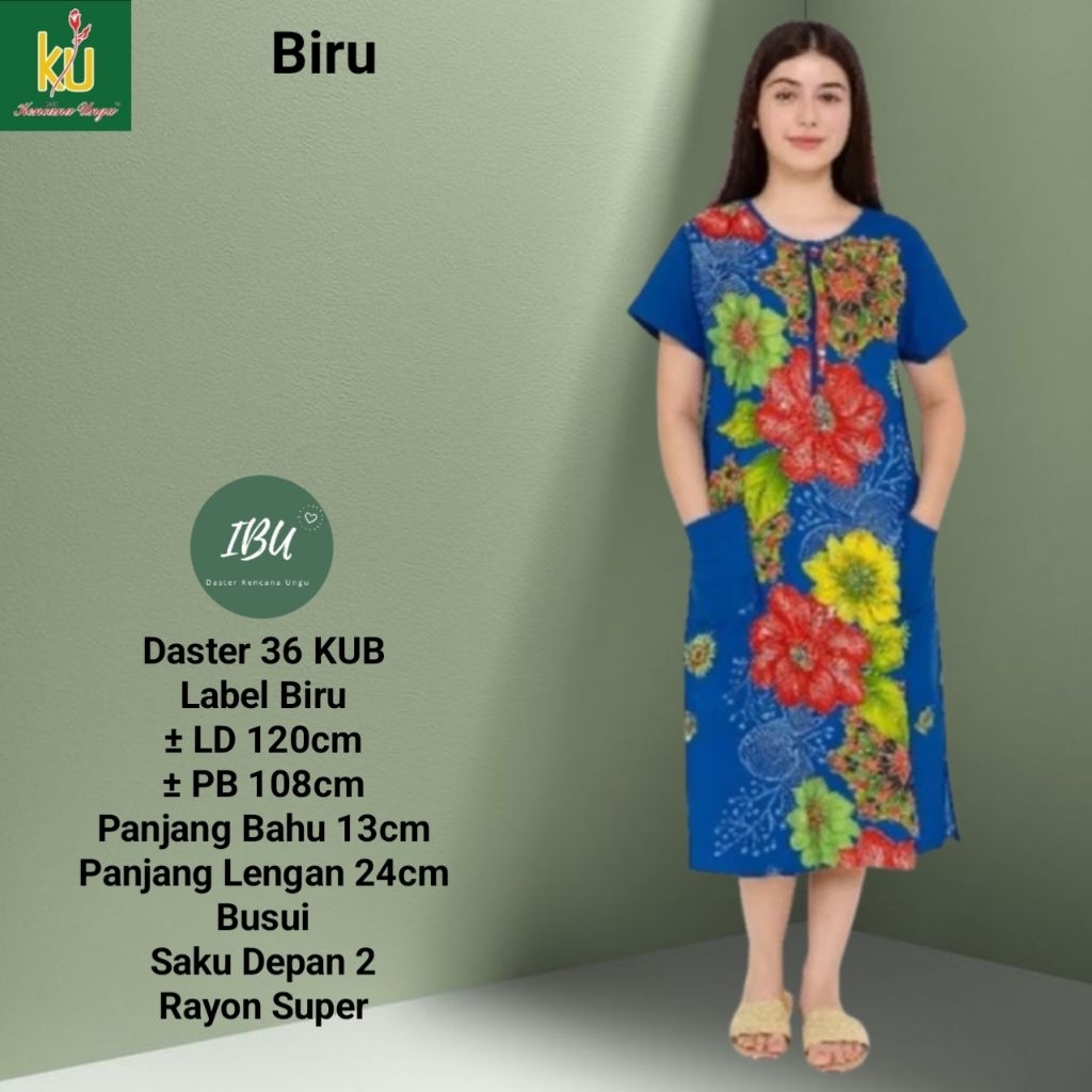 Ibu Daster Batik Kencana Ungu Ds 36 Kub Label Biru