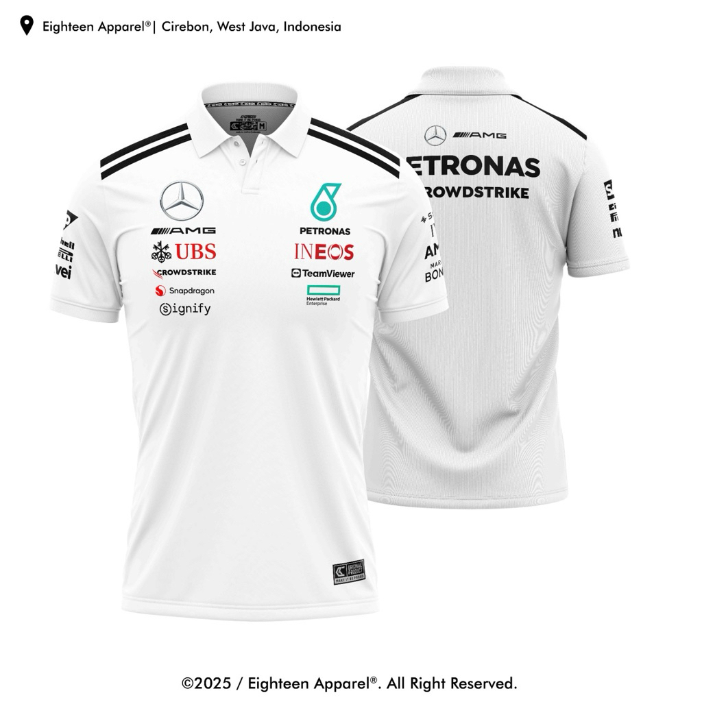 JERSEY SPORT EIGHTEEN PUTIH KERAH