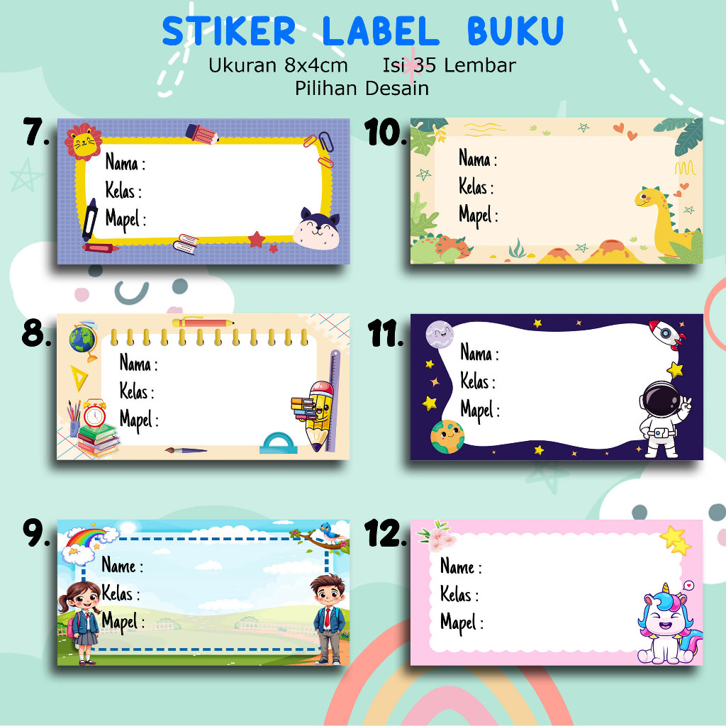 

Stiker label buku uk 8x4cm 35pcs sudah catting tinggal tempel