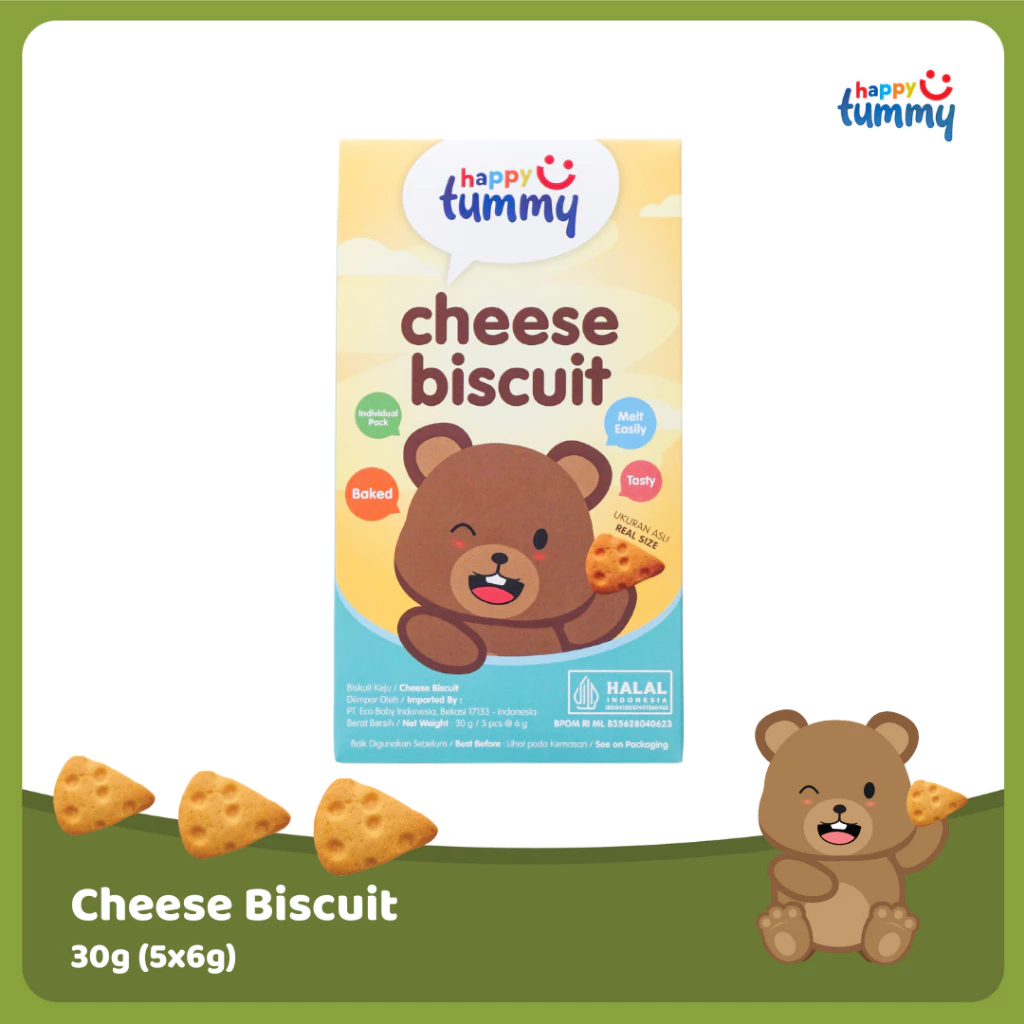 Happy Tummy Cheese Biscuit - Snack Keju MPASI Bayi 1 Tahun Halal & Bergizi
