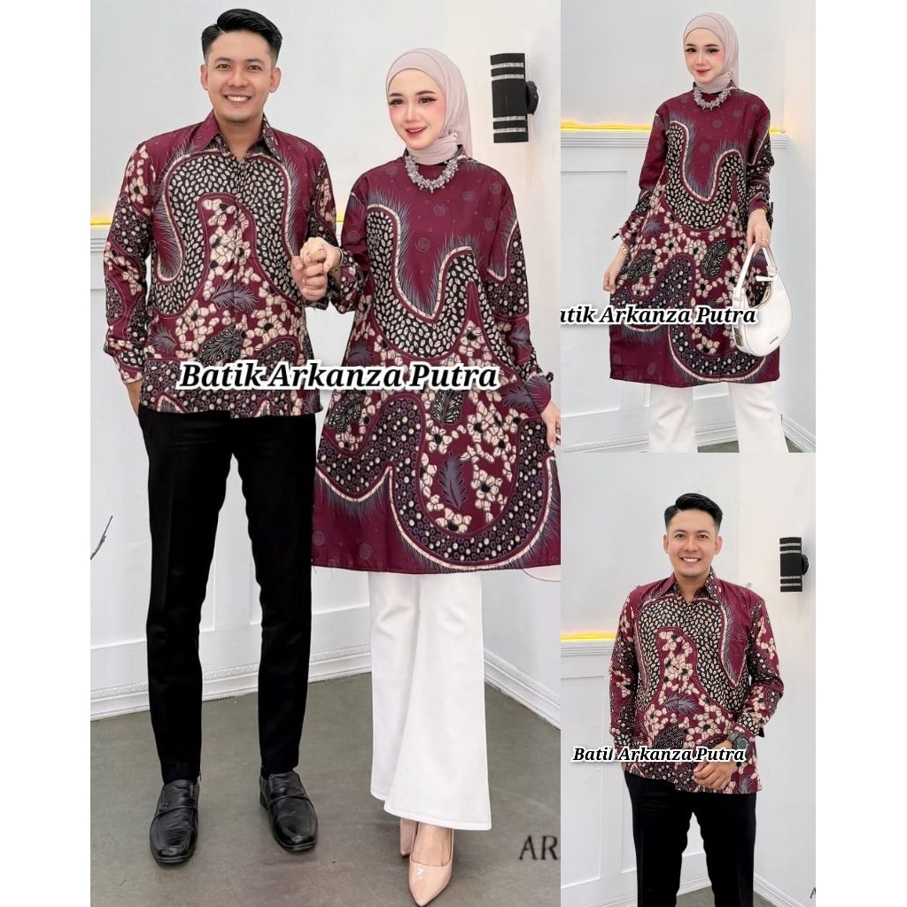Batik Tunik Couple Modern Set Pakaian Couple Kemeja Batik Pria Premium Baju Batik Couple Tunik Busui
