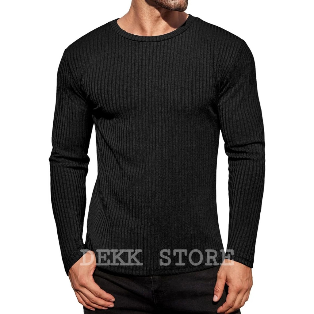 KAOS WAFFLE KNIT LENGAN PANJANG /KAOS WAFFLE KNIT PRIA POLOS/KAOS T-SHIRT WAFFLE KNIT TERBARU