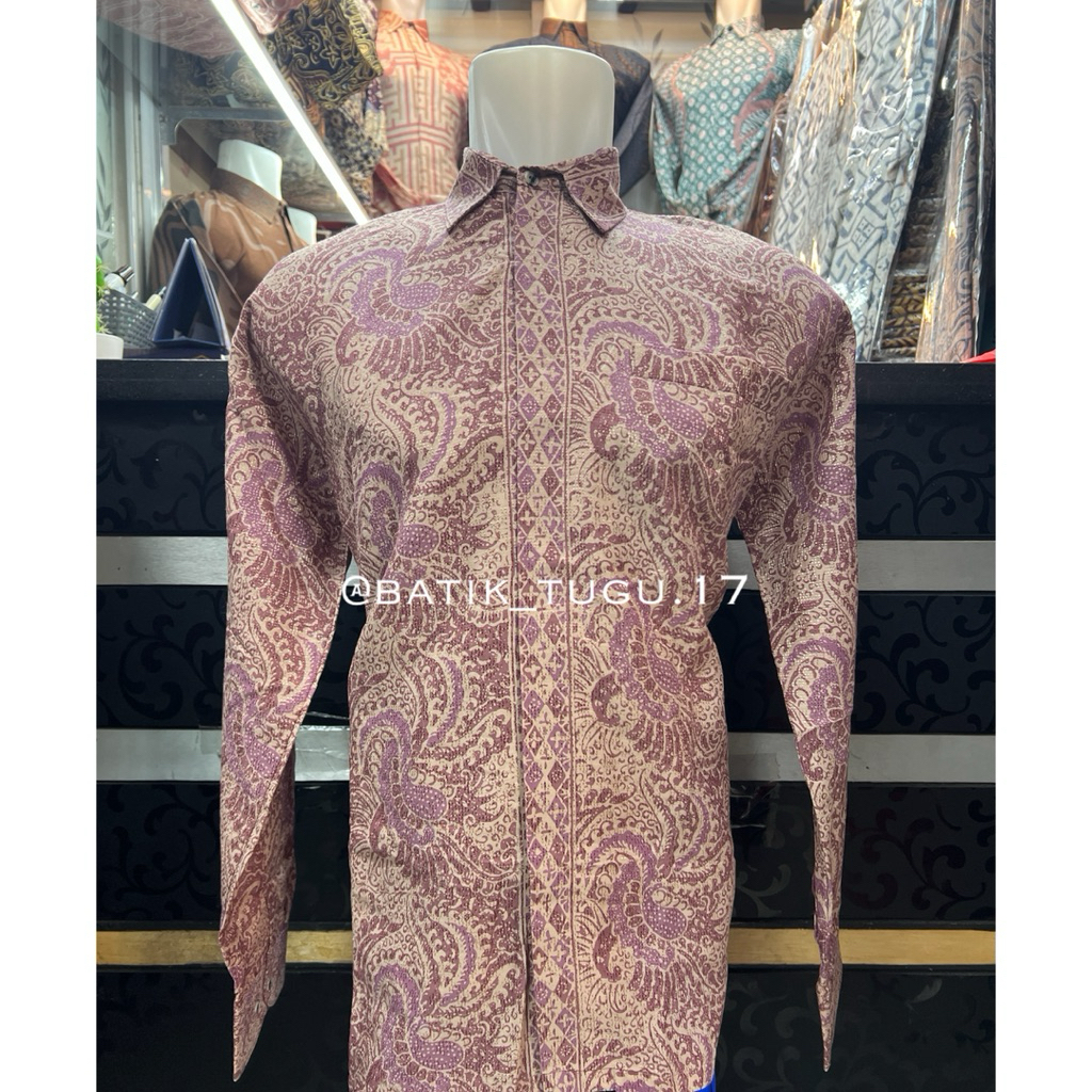 Batik Dobby Trusmi Cirebon..Kemeja Batik Pria Lengan Panjang