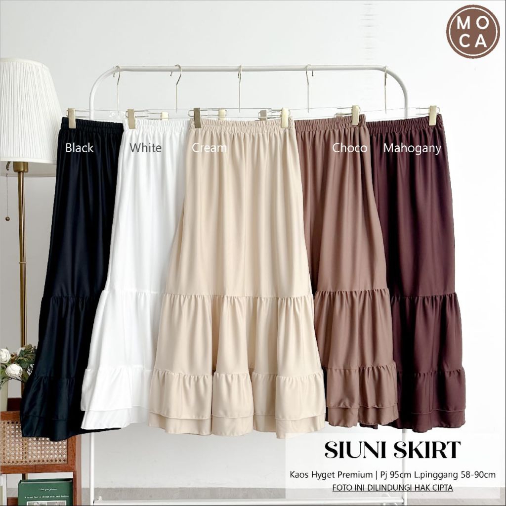 Siuni Skirt -  Rok Panjang Ruffle Wanita Bahan Kaos Hyget Premium Adem Highwaist Muslimah Kekinian R