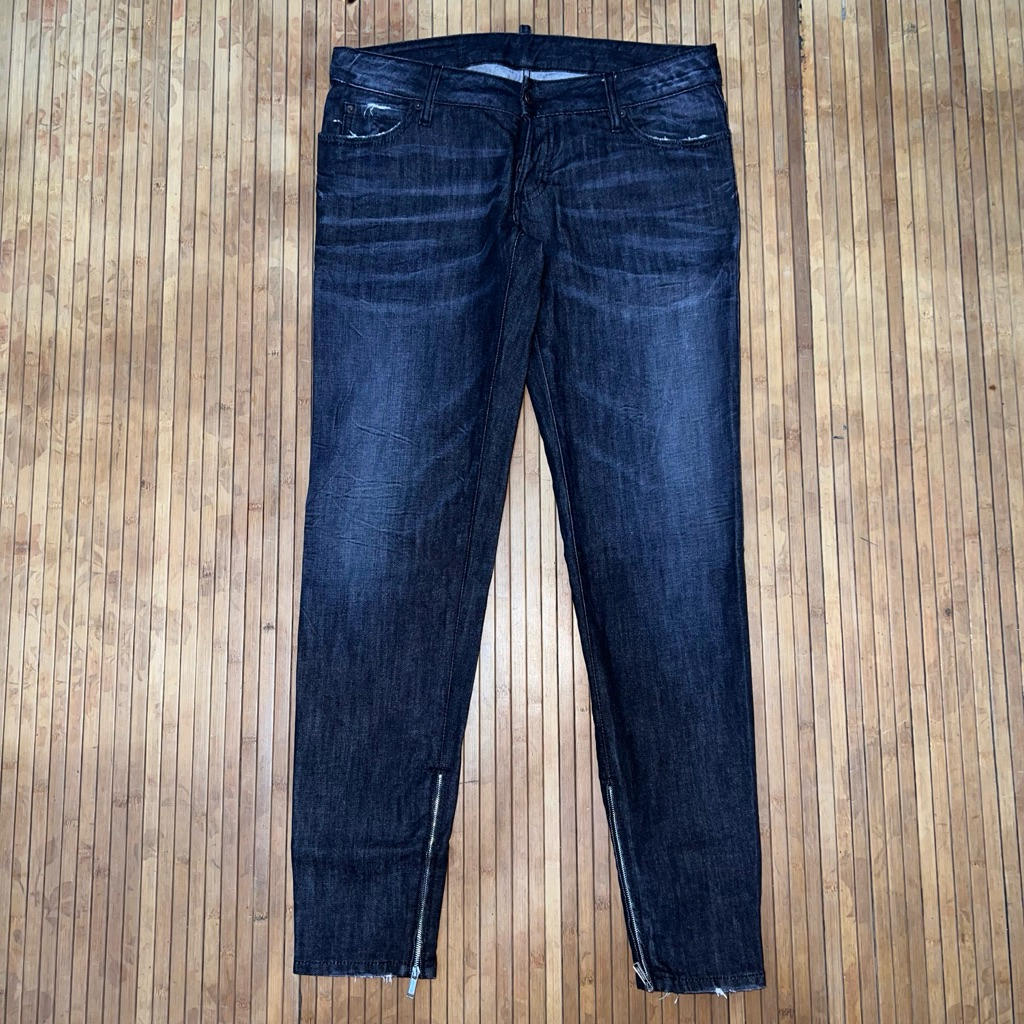 AUTHENTIC DSQUARED2 WOMEN CHARCOAL SKINNY FIT ZIPPER DENIM JEANS maison margiela alexander wang