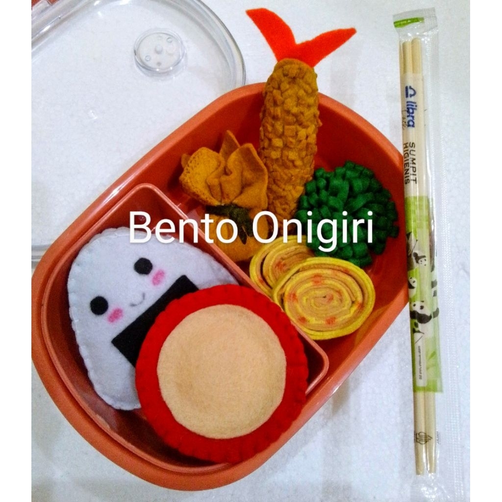 Mainan Hoka Bento Set / Replika Makanan Flanel / Mainan Edukasi Anak / Replika Bento Onigiri / Felt 