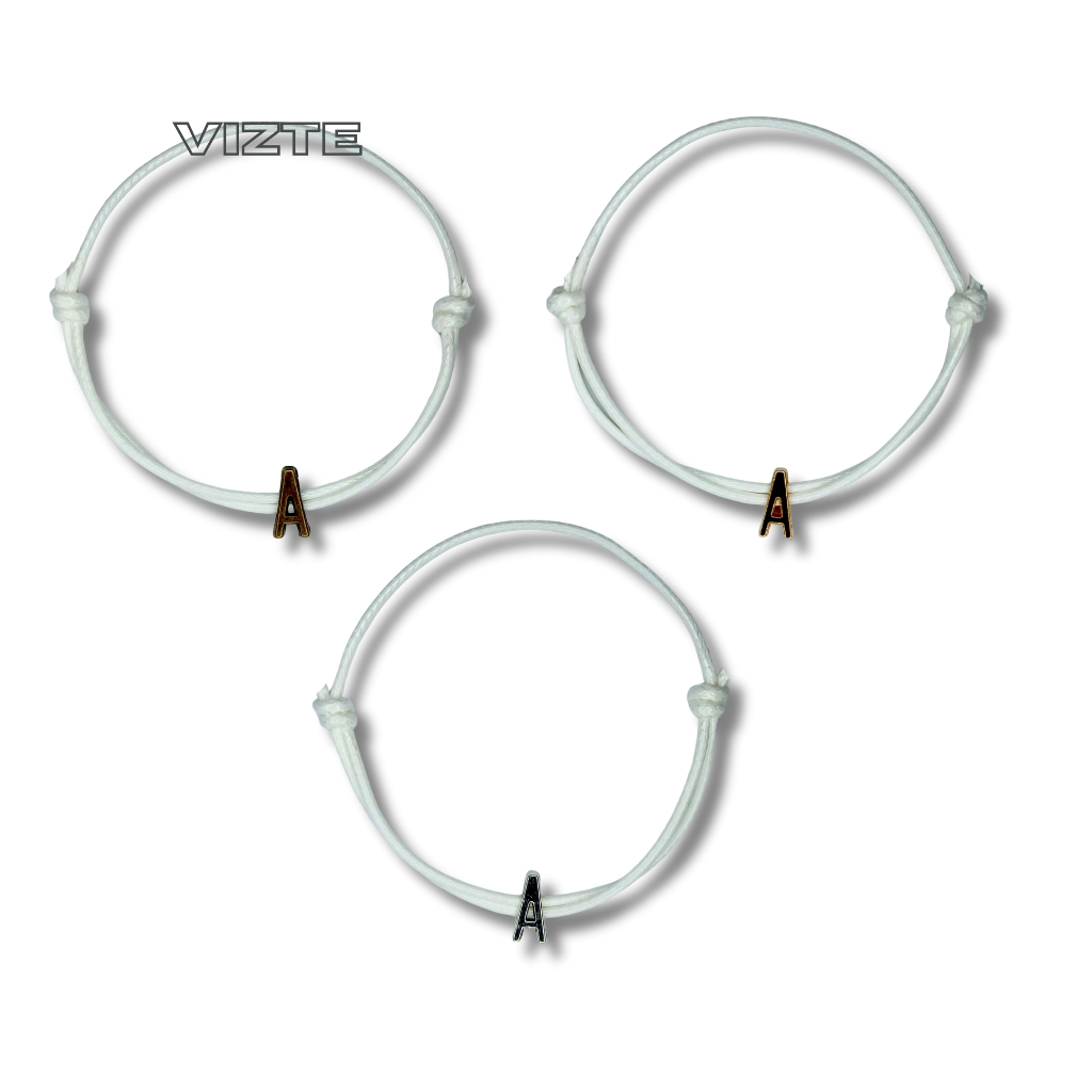 Vizte Gelang Huruf Liontin Inisial Couple / Gelang Tali Kulit Sintetis