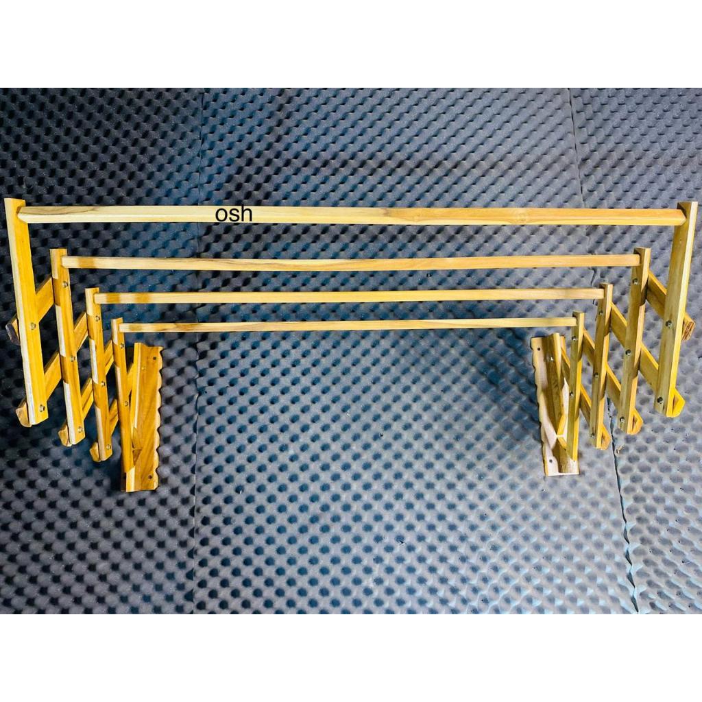 RAK JEMURAN DINDING/JEMURAN LIPAT BERNAHAN KAYU JATI PANJANG 100CM