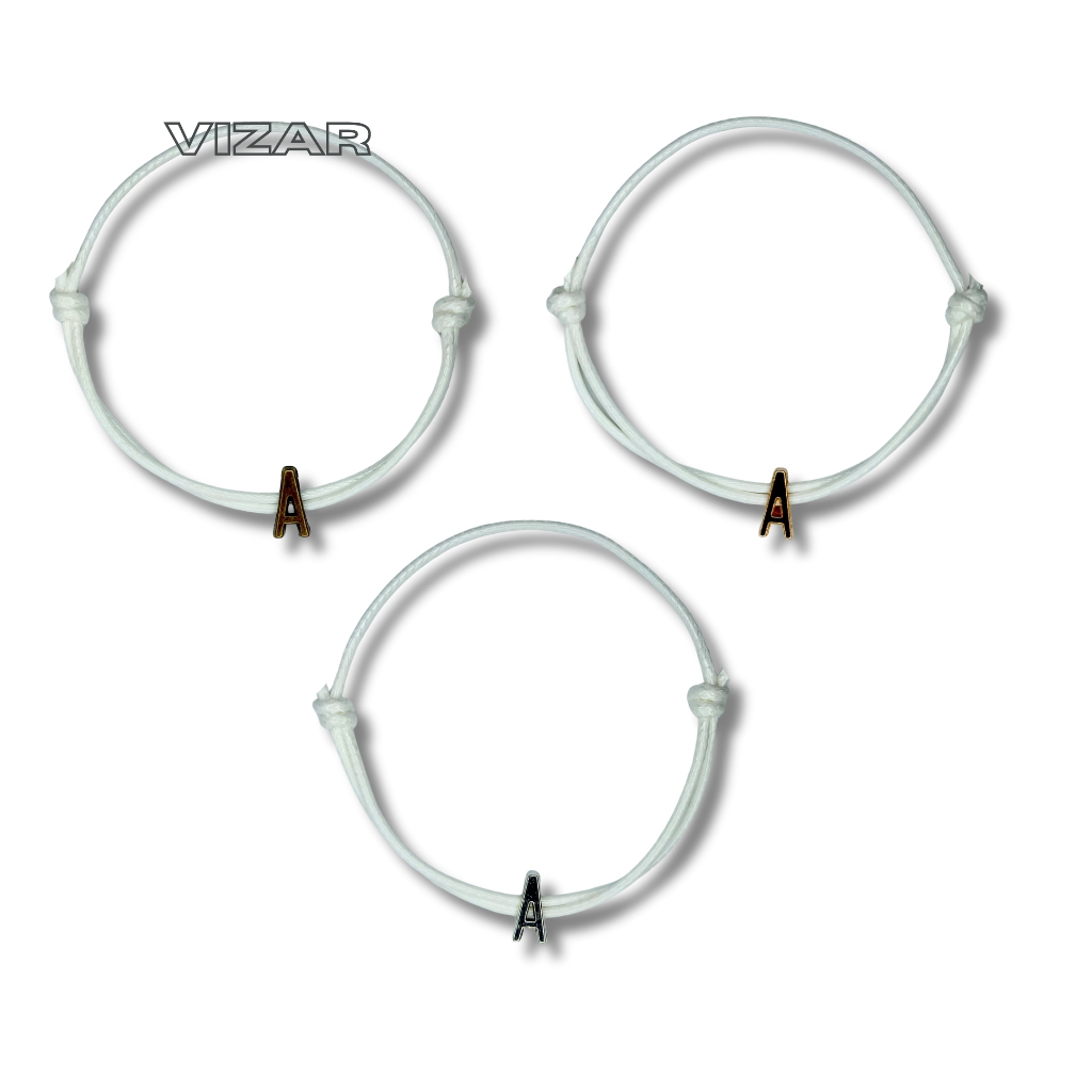 Vizar Gelang Huruf Liontin Inisial Couple / Gelang Tali Kulit Sintetis
