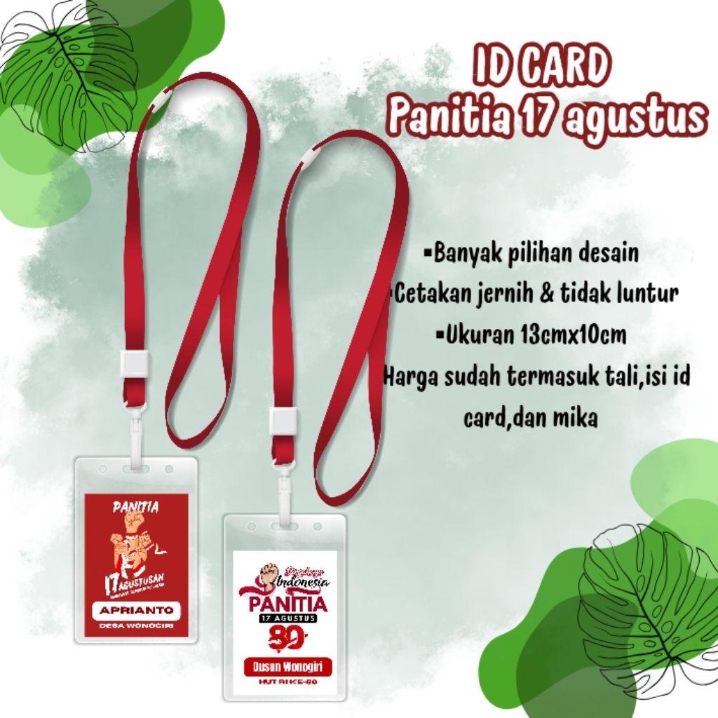 

1 Set Name Tag 17 Agustus Panitia // Id Card 17 Agustus // Kartu Panitia